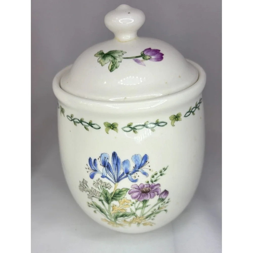 Thomson Pottery Garden Canister Set Of Two All With Lids Vintage